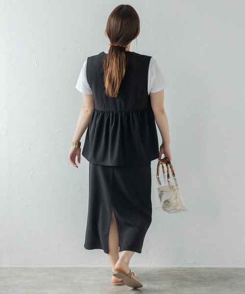 Rosasen/ロサーセン ボア ベスト スカート セットアップ M ペプラム