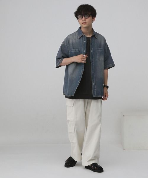 RAGEBLUE(レイジブルー)の「ヴィンテージライク/オーバーダイデニムシャツ(シャツ/ブラウス・メンズ・ブルー/グレー・LARGE/MEDIUM)」の18枚目の写真