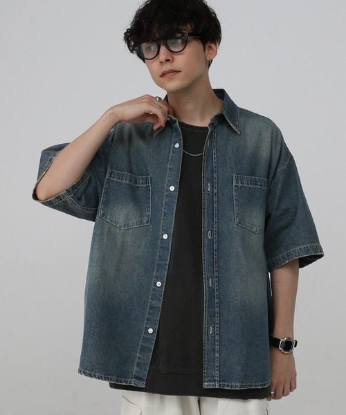 RAGEBLUE(レイジブルー)の「ヴィンテージライク/オーバーダイデニムシャツ(シャツ/ブラウス・メンズ・ブルー/グレー・LARGE/MEDIUM)」の17枚目の写真