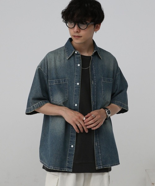 RAGEBLUE(レイジブルー)の「ヴィンテージライク/オーバーダイデニムシャツ(シャツ/ブラウス・メンズ・ブルー/グレー・LARGE/MEDIUM)」の16枚目の写真