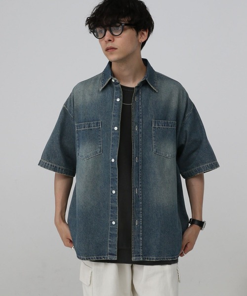 RAGEBLUE(レイジブルー)の「ヴィンテージライク/オーバーダイデニムシャツ(シャツ/ブラウス・メンズ・ブルー/グレー・LARGE/MEDIUM)」の14枚目の写真