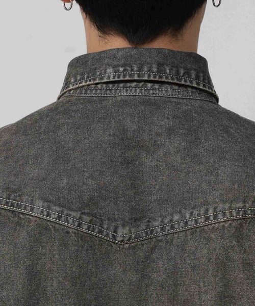 RAGEBLUE(レイジブルー)の「ヴィンテージライク/オーバーダイデニムシャツ(シャツ/ブラウス・メンズ・ブルー/グレー・LARGE/MEDIUM)」の11枚目の写真