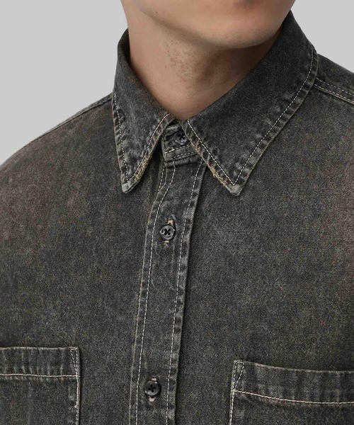 RAGEBLUE(レイジブルー)の「ヴィンテージライク/オーバーダイデニムシャツ(シャツ/ブラウス・メンズ・ブルー/グレー・LARGE/MEDIUM)」の10枚目の写真