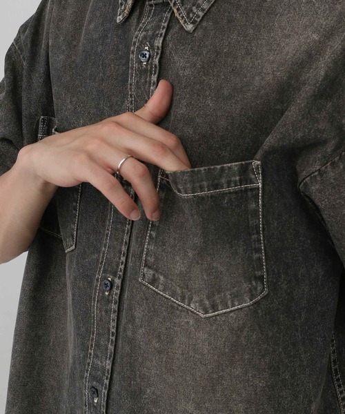 RAGEBLUE(レイジブルー)の「ヴィンテージライク/オーバーダイデニムシャツ(シャツ/ブラウス・メンズ・ブルー/グレー・LARGE/MEDIUM)」の7枚目の写真