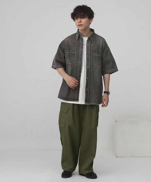 RAGEBLUE(レイジブルー)の「ヴィンテージライク/オーバーダイデニムシャツ(シャツ/ブラウス・メンズ・ブルー/グレー・LARGE/MEDIUM)」の3枚目の写真