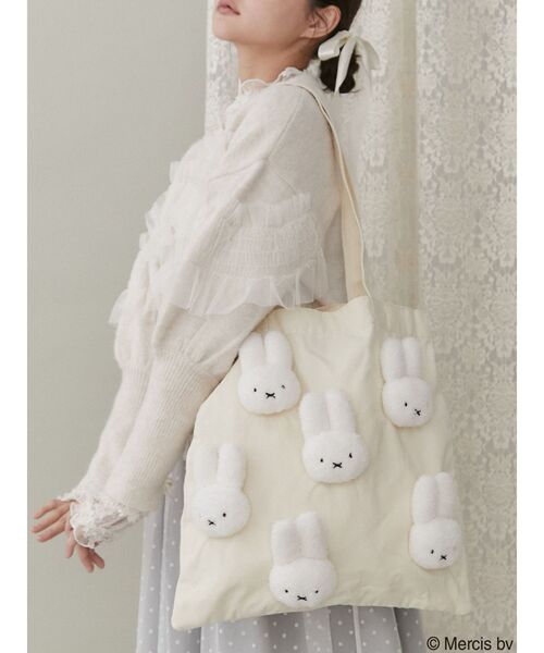 merry jenny(メリージェニー)の「もこもこmiffyトート / もこもこミッフィートート(トートバッグ・レディース・ブラック/アイボリー・FREE)」の4枚目の写真