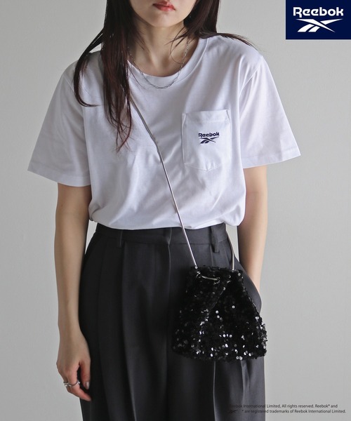 COURO(コウロ)の「【Reebok/リーボック】 ポケット付きワンポイント刺繍ロゴTシャツ(Tシャツ/カットソー・レディース・ブラック/サックスブルー/ホワイト/ネイビー・M/XL/L)」の12枚目の写真