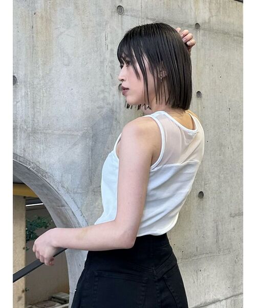 MURUA（ムルーア）の「ポイントメッシュタンクトップ（Tシャツ/カットソー・レディース・ホワイト/ブラック・FREE）」の20枚目の写真
