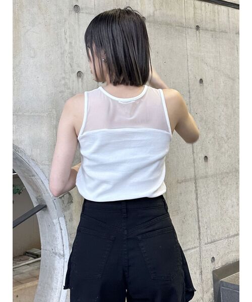 MURUA（ムルーア）の「ポイントメッシュタンクトップ（Tシャツ/カットソー・レディース・ホワイト/ブラック・FREE）」の19枚目の写真