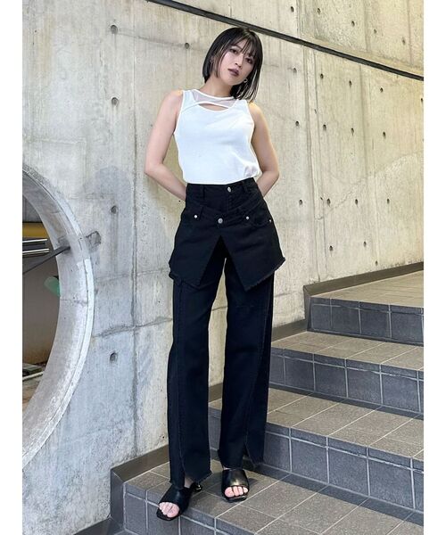 MURUA（ムルーア）の「ポイントメッシュタンクトップ（Tシャツ/カットソー・レディース・ホワイト/ブラック・FREE）」の18枚目の写真