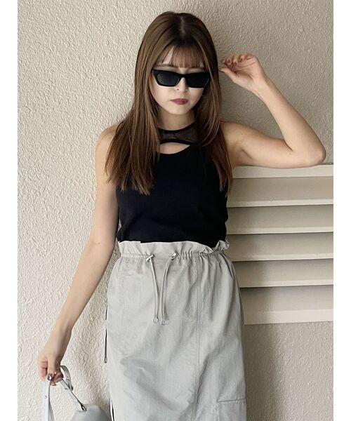 MURUA（ムルーア）の「ポイントメッシュタンクトップ（Tシャツ/カットソー・レディース・ホワイト/ブラック・FREE）」の16枚目の写真