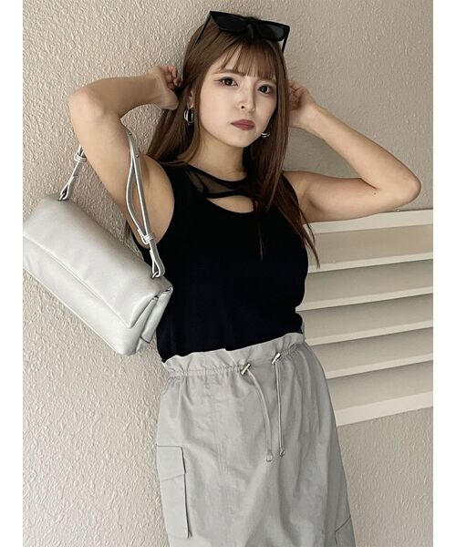 MURUA（ムルーア）の「ポイントメッシュタンクトップ（Tシャツ/カットソー・レディース・ホワイト/ブラック・FREE）」の15枚目の写真