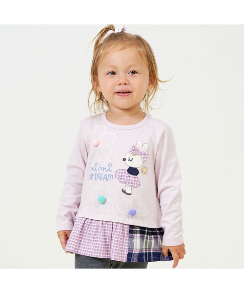 KP（ケーピー）の「うさぎアップリケ長袖チュニック(80～140)（チュニック・キッズ・ラベンダー/オフホワイト・80ｃｍ/90cm/100cm/110cm/120cm/130cm/140cm）」の2枚目の写真