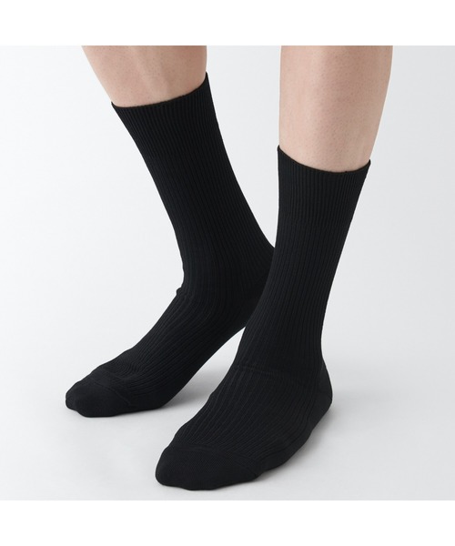 無印良品（ムジルシリョウヒン）の「紳士　足なり直角　リブ編み靴下（４足組）（ソックス/靴下・メンズ・ホワイト/ブラック・25-27CM）」の4枚目の写真