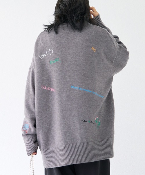 LAVEANGE(ラビアンジェ)の「刺繍ニットカーディガン(カーディガン/ボレロ・レディース・ブラック/グレー・F)」の7枚目の写真