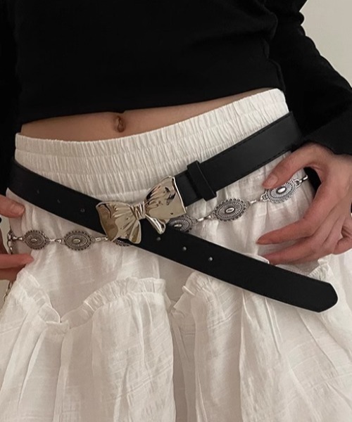 DIAVEL（ディアベル）の「2色展開リボンバックルベルト（ベルト・レディース・ブラック/シルバー・FREE）」の8枚目の写真