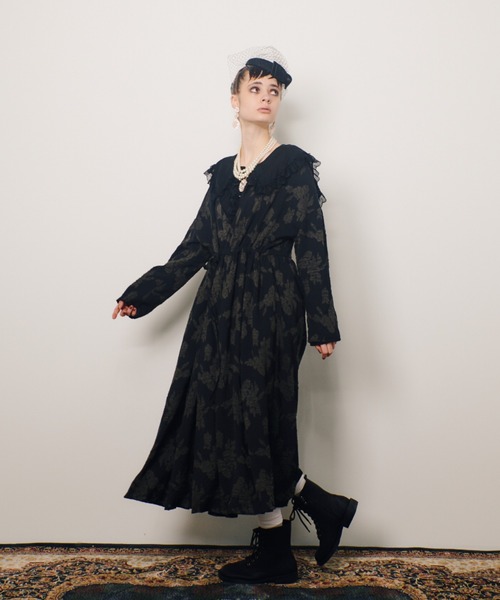 美品✨manana suerte ジャガードカシュクールワンピース ガウン ジャガードカシュクールワンピース（ワンピース）｜manana