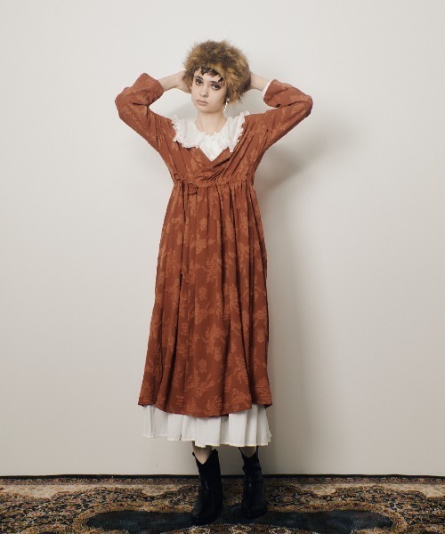 美品✨manana suerte ジャガードカシュクールワンピース ガウン ジャガードカシュクールワンピース（ワンピース）｜manana