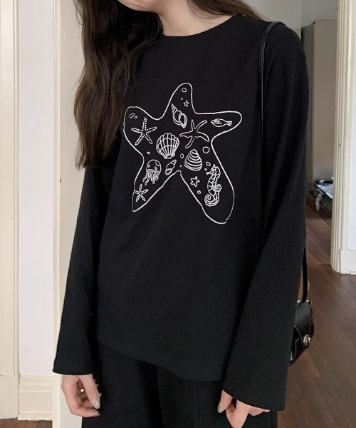 GEMEDA(ジェメダ)の「貝殻プリントT(Tシャツ/カットソー・レディース・ホワイト/ブラック・M)」の15枚目の写真