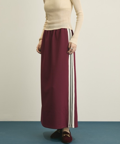MERLOT（メルロー）の「ダブルライントラックスカート/セットアップ着用可能（スカート・レディース・バーガンディー/ネイビー・FREE）」の8枚目の写真