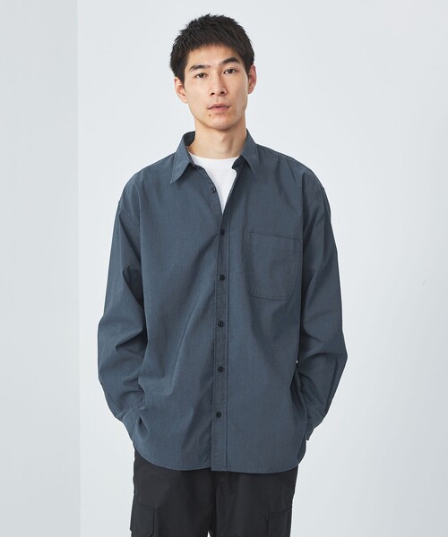 green label relaxing（グリーンレーベルリラクシング）の「FINE BASIC シャンブレー レギュラーカラー シャツ -ストレッチ-（シャツ/ブラウス・メンズ・ライトグレー/ロイヤルブルー/ネイビー・XXL/XL/S/M/L）」の2枚目の写真