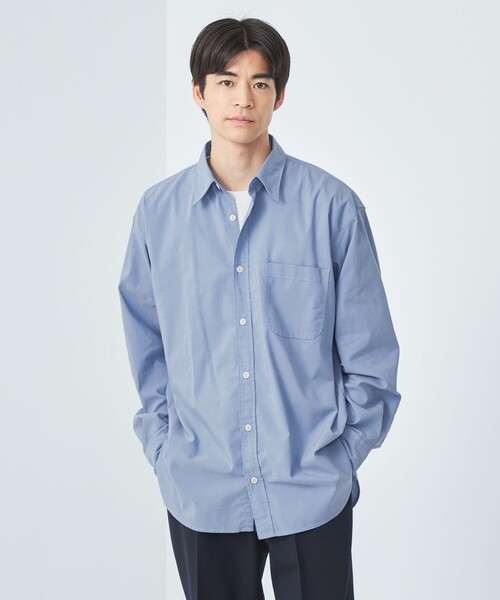 green label relaxing（グリーンレーベルリラクシング）の「FINE BASIC シャンブレー レギュラーカラー シャツ -ストレッチ-（シャツ/ブラウス・メンズ・ライトグレー/ロイヤルブルー/ネイビー・XXL/XL/S/M/L）」の3枚目の写真