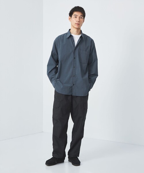 green label relaxing（グリーンレーベルリラクシング）の「FINE BASIC シャンブレー レギュラーカラー シャツ -ストレッチ-（シャツ/ブラウス・メンズ・ライトグレー/ロイヤルブルー/ネイビー・XXL/XL/S/M/L）」の4枚目の写真