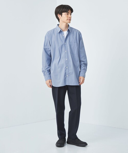green label relaxing（グリーンレーベルリラクシング）の「FINE BASIC シャンブレー レギュラーカラー シャツ -ストレッチ-（シャツ/ブラウス・メンズ・ライトグレー/ロイヤルブルー/ネイビー・XXL/XL/S/M/L）」の6枚目の写真