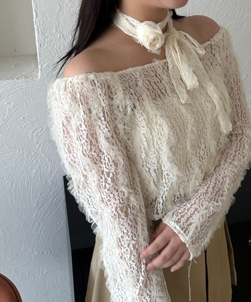 apres jour mignon（アプレジュールミニョン）の「【apresjour mignon SOIE】バラチョーカートップス【ZOZOTOWN限定アイテム】（シャツ/ブラウス・レディース・ブラック/アイボリー・X-LARGE/フリー）」の13枚目の写真