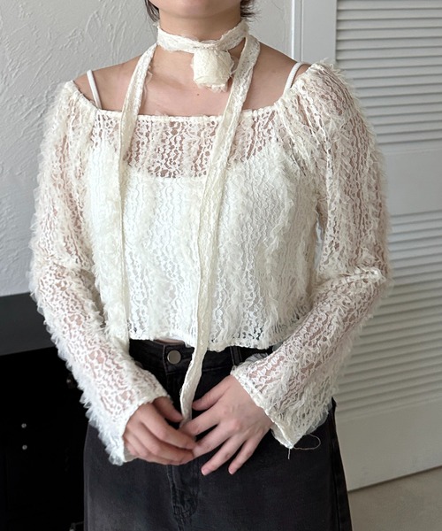 apres jour mignon（アプレジュールミニョン）の「【apresjour mignon SOIE】バラチョーカートップス【ZOZOTOWN限定アイテム】（シャツ/ブラウス・レディース・ブラック/アイボリー・X-LARGE/フリー）」の16枚目の写真