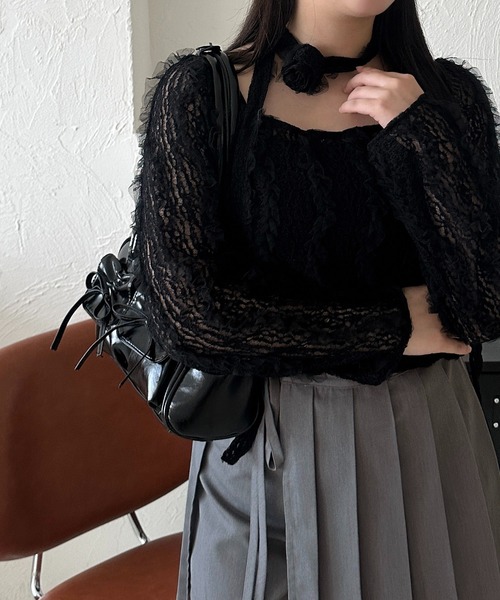 apres jour mignon（アプレジュールミニョン）の「【apresjour mignon SOIE】バラチョーカートップス【ZOZOTOWN限定アイテム】（シャツ/ブラウス・レディース・ブラック/アイボリー・X-LARGE/フリー）」の19枚目の写真