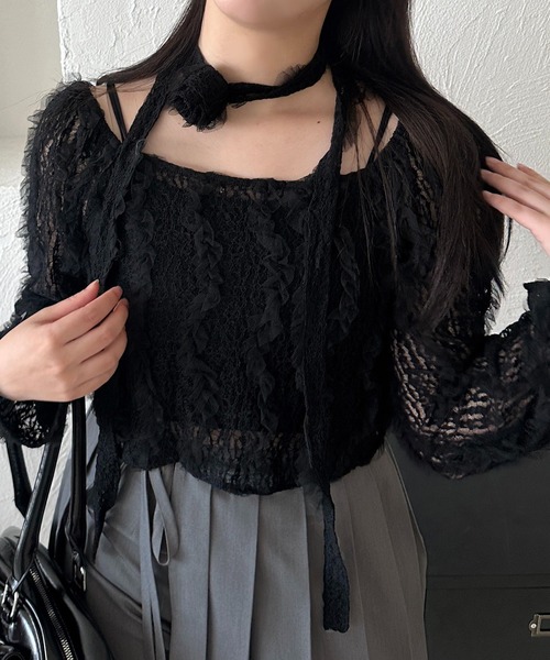 apres jour mignon（アプレジュールミニョン）の「【apresjour mignon SOIE】バラチョーカートップス【ZOZOTOWN限定アイテム】（シャツ/ブラウス・レディース・ブラック/アイボリー・X-LARGE/フリー）」の21枚目の写真