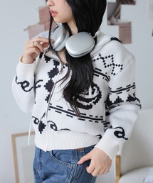 カウチンデザインニットカーディガン