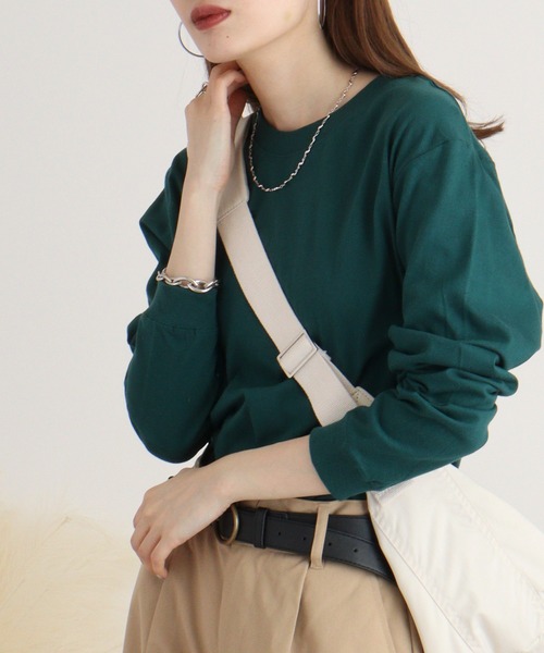 atONE（アットワン）の「5.6オンスハイグレードロングスリーブTシャツ（Tシャツ/カットソー・レディース・グリーン系その他3/バーガンディー/ブラック/アッシュ/ネイビー・L/M/XL）」の20枚目の写真