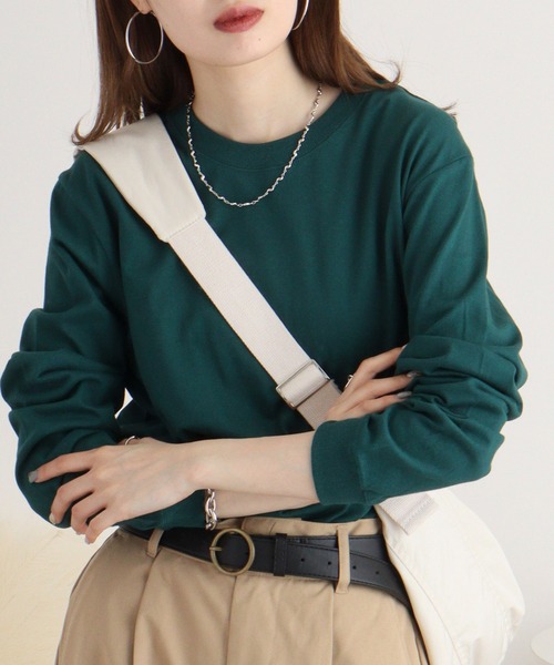 atONE（アットワン）の「5.6オンスハイグレードロングスリーブTシャツ（Tシャツ/カットソー・レディース・グリーン系その他3/バーガンディー/ブラック/アッシュ/ネイビー・L/M/XL）」の21枚目の写真