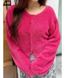 MERCURYDUO | ロングスリーブミニシャギーニットカーディガン(カーディガン/ボレロ)