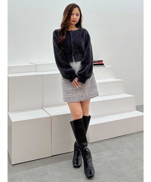 MERCURYDUO（マーキュリーデュオ）の「ロングスリーブミニシャギーニットカーディガン（カーディガン/ボレロ・レディース・レッド/ライトグレー/ピンク/イエロー/グレー/ライトブルー/アイボリー・FREE）」の11枚目の写真