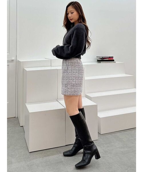 MERCURYDUO（マーキュリーデュオ）の「ロングスリーブミニシャギーニットカーディガン（カーディガン/ボレロ・レディース・レッド/ライトグレー/ピンク/イエロー/グレー/ライトブルー/アイボリー・FREE）」の12枚目の写真