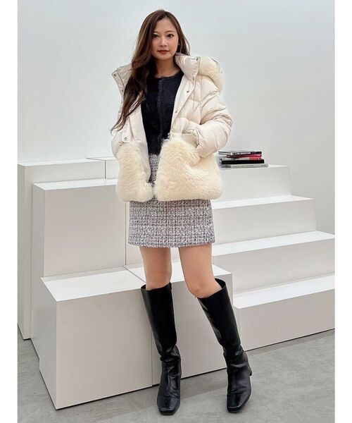 MERCURYDUO（マーキュリーデュオ）の「ロングスリーブミニシャギーニットカーディガン（カーディガン/ボレロ・レディース・レッド/ライトグレー/ピンク/イエロー/グレー/ライトブルー/アイボリー・FREE）」の13枚目の写真