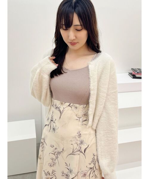 MERCURYDUO（マーキュリーデュオ）の「ロングスリーブミニシャギーニットカーディガン（カーディガン/ボレロ・レディース・レッド/ライトグレー/ピンク/イエロー/グレー/ライトブルー/アイボリー・FREE）」の17枚目の写真