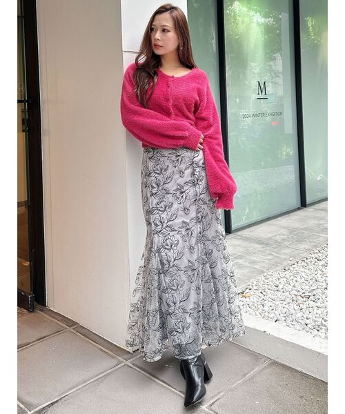 MERCURYDUO（マーキュリーデュオ）の「ロングスリーブミニシャギーニットカーディガン（カーディガン/ボレロ・レディース・レッド/ライトグレー/ピンク/イエロー/グレー/ライトブルー/アイボリー・FREE）」の20枚目の写真