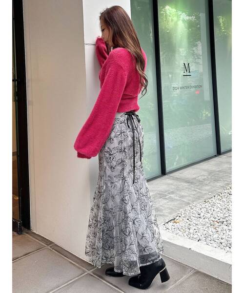 MERCURYDUO（マーキュリーデュオ）の「ロングスリーブミニシャギーニットカーディガン（カーディガン/ボレロ・レディース・レッド/ライトグレー/ピンク/イエロー/グレー/ライトブルー/アイボリー・FREE）」の21枚目の写真