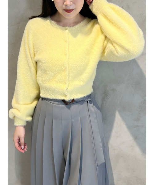 MERCURYDUO（マーキュリーデュオ）の「ロングスリーブミニシャギーニットカーディガン（カーディガン/ボレロ・レディース・レッド/ライトグレー/ピンク/イエロー/グレー/ライトブルー/アイボリー・FREE）」の5枚目の写真