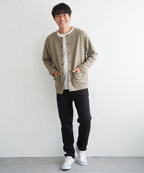 ikka（イッカ）の「ボンディングクルーネックカーディガン（カーディガン/ボレロ・メンズ・チャコールグレー/ブラック/ネイビー/ベージュ・M/L/XL/S）」の13枚目の写真