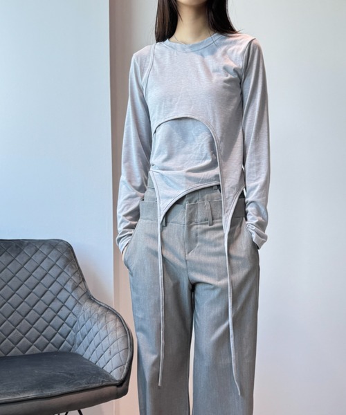 Y2K SYNAPSE FACTORY（ワイツーケー シナプスファクトリー）の「【レイヤード】カットソー（Tシャツ/カットソー・レディース・ホワイト/グレー・FREE）」の16枚目の写真