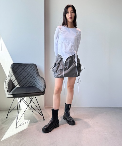 Y2K SYNAPSE FACTORY（ワイツーケー シナプスファクトリー）の「【レイヤード】カットソー（Tシャツ/カットソー・レディース・ホワイト/グレー・FREE）」の3枚目の写真