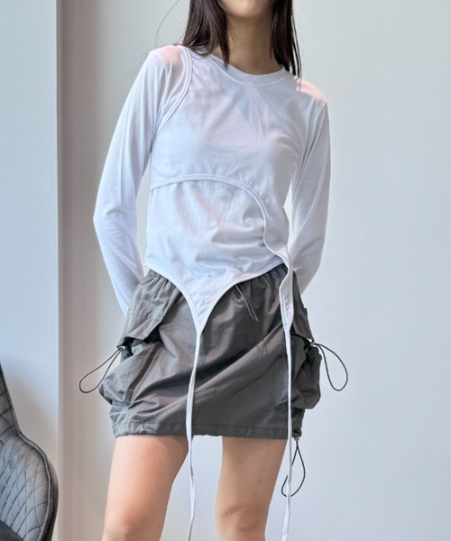 Y2K SYNAPSE FACTORY（ワイツーケー シナプスファクトリー）の「【レイヤード】カットソー（Tシャツ/カットソー・レディース・ホワイト/グレー・FREE）」の4枚目の写真