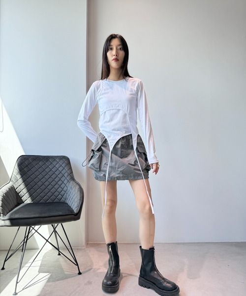 Y2K SYNAPSE FACTORY（ワイツーケー シナプスファクトリー）の「【レイヤード】カットソー（Tシャツ/カットソー・レディース・ホワイト/グレー・FREE）」の5枚目の写真