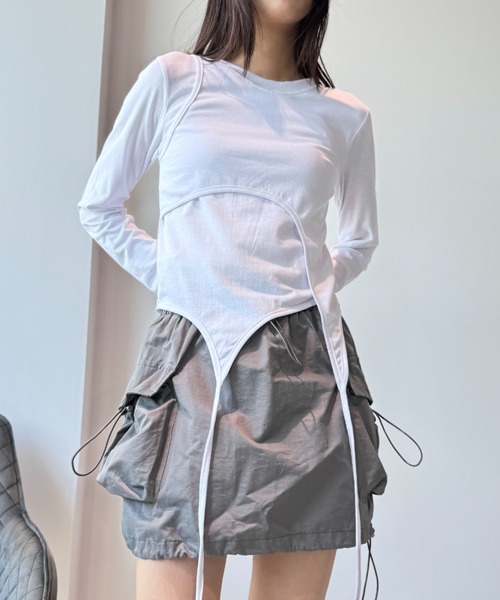 Y2K SYNAPSE FACTORY（ワイツーケー シナプスファクトリー）の「【レイヤード】カットソー（Tシャツ/カットソー・レディース・ホワイト/グレー・FREE）」の7枚目の写真
