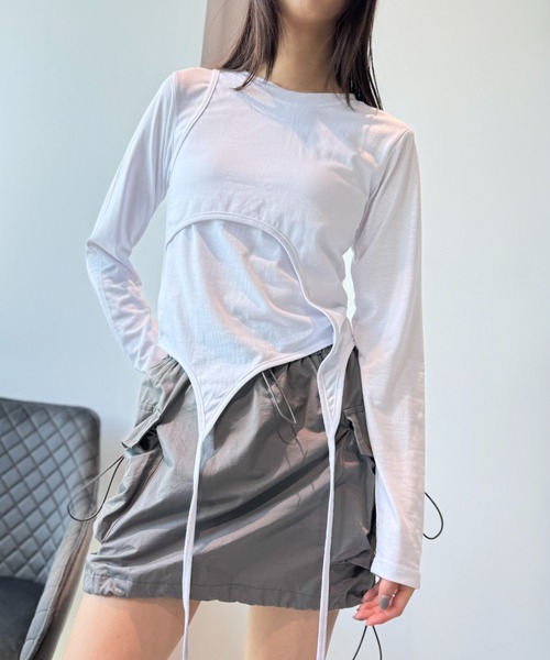 Y2K SYNAPSE FACTORY（ワイツーケー シナプスファクトリー）の「【レイヤード】カットソー（Tシャツ/カットソー・レディース・ホワイト/グレー・FREE）」の10枚目の写真